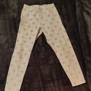 Girls' Gray Heart-Print Stretch Leggings